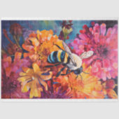 Bijen op Levendige Bloemen Decoupage Tissue Paper Tissuepapier (Voorkant)