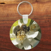 Bijen op Oranje bloesem Sleutelhanger (Voorkant)
