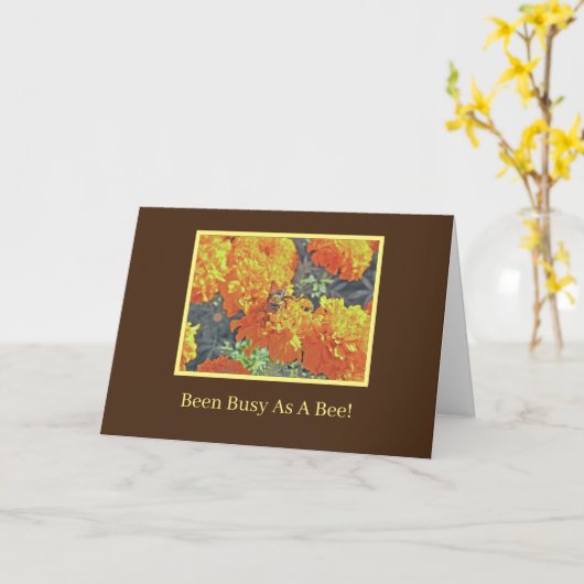 BIJEN OP ORANJE CHRYSANT / BEZIG GEWEEST ALS EEN B KAART (Gele Bloem)