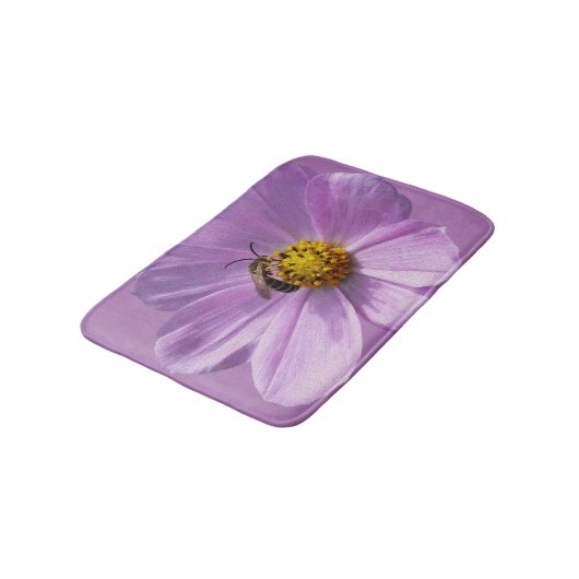 Bijen op paarse bloemen badmat (Gekanteld)