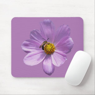 Bijen op paarse bloemen muismat