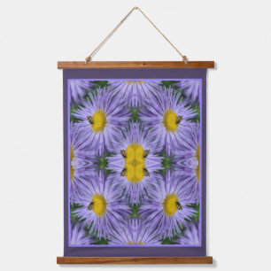 Bijen op paarse bloemen Natuur Abstract Hangend Wandkleed