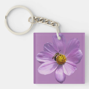 Bijen op paarse bloemen sleutelhanger