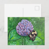 Bijen op Paarse klaverschilderij Briefkaart (Voorkant / Achterkant)