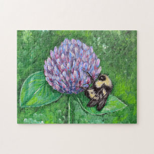 Bijen op Paarse klaverschilderij Legpuzzel