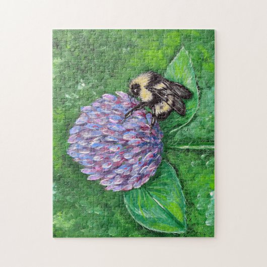 Bijen op Paarse klaverschilderij Legpuzzel (Verticaal)
