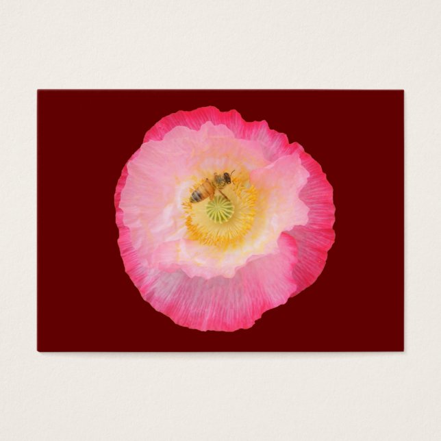 Bijen op papaver ~ ATC Visitekaartje (Voorkant)