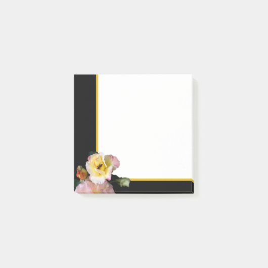 Bijen op roze gele rozen bloemen na de droger post-it® notes (Voorkant)