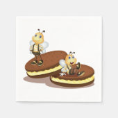 Bijen op twee koekjes papieren servetten (Voorkant)