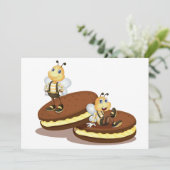 Bijen op twee koekjes uitnodigingen (Staand voorkant)