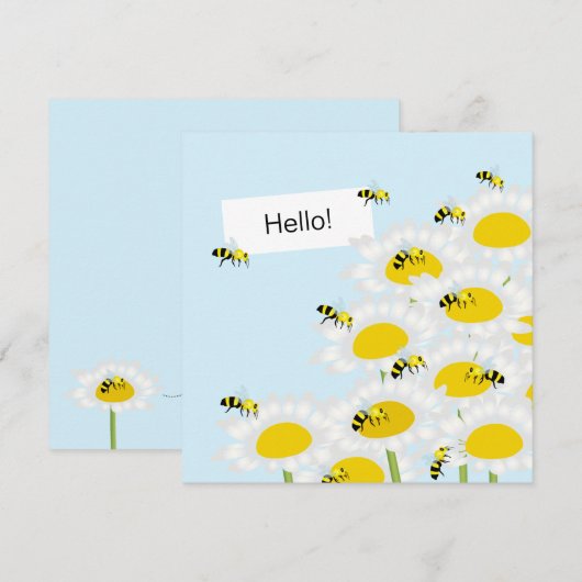 Bijen op Ventilator Kaart - Blauwe achtergrond (Voorkant / Achterkant)