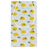 Bijen op ventilatortas - blauwe achtergrond klein cadeauzakje (Achterkant)