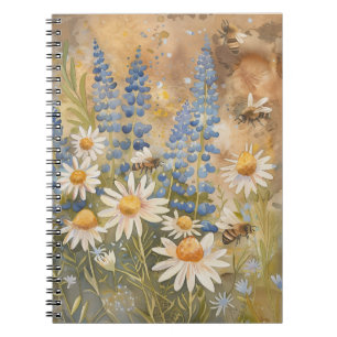 Bijen op Wildflowers Notitieboek door PS Natuur De