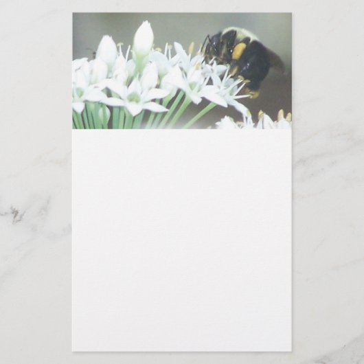 Bijen op witte bloesems briefpapier (Voorkant)