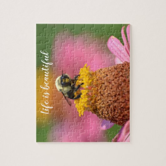 Bijen op Zinnia Flower Legpuzzel (Verticaal)