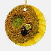 Bijen op zonnebloem keramisch ornament (Voorkant)