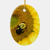 Bijen op zonnebloem keramisch ornament (Voorkant)
