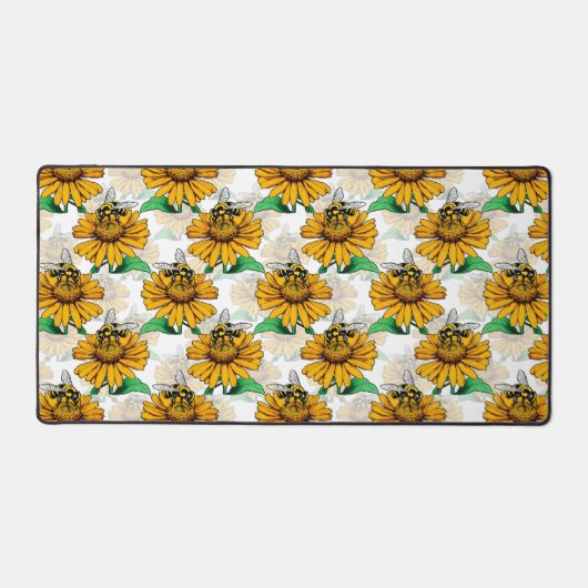 Bijen op Zonnebloem Patroon Ontwerp Bureaumat (Voorkant)
