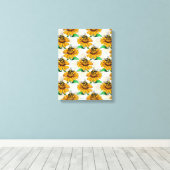 Bijen op Zonnebloem Patroon Ontwerp Canvas Afdruk (Insitu (Houten vloer))