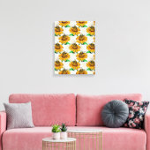 Bijen op Zonnebloem Patroon Ontwerp Canvas Afdruk (Insitu (Woonkamer))