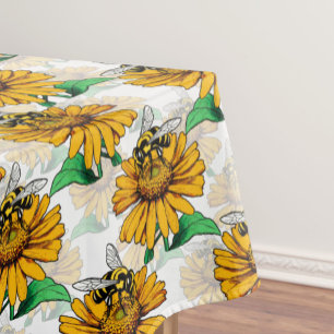 Bijen op Zonnebloem Patroon Ontwerp Tafelkleed