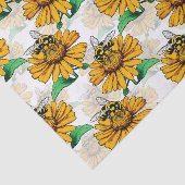 Bijen op Zonnebloem Patroon Ontwerp Tissuepapier (Detail)