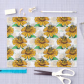 Bijen op Zonnebloem Patroon Ontwerp Tissuepapier (Craft)