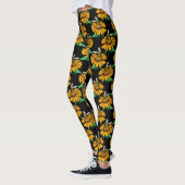 Bijen op Zonnebloem Patroon Ontwerp Zwart Leggings (Links)
