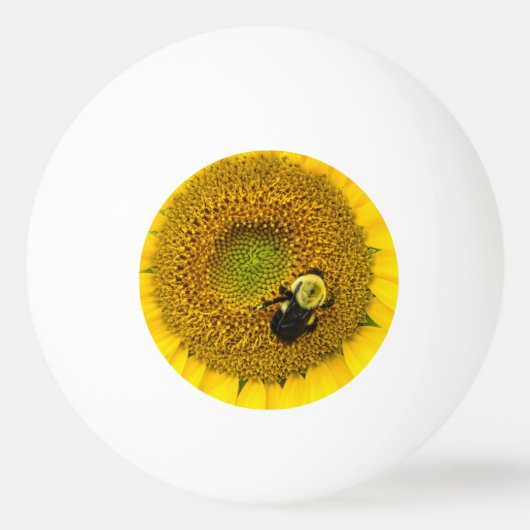 Bijen op zonnebloem pingpongbal (Voorkant)