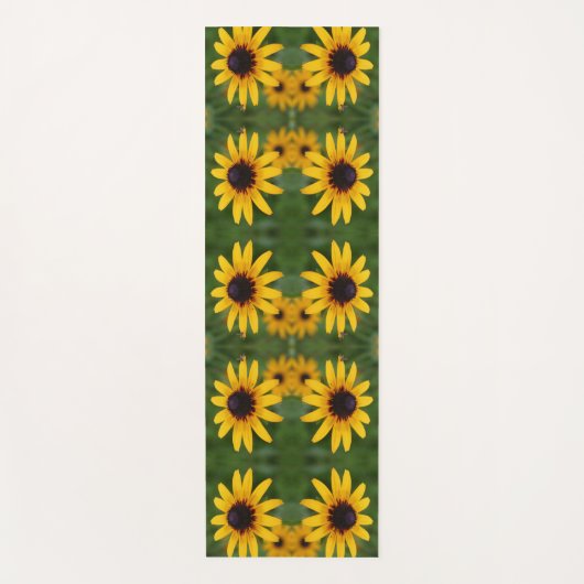 Bijen op zwarte, met de oog op Susan Flower Abstra Yogamat (Voorkant)