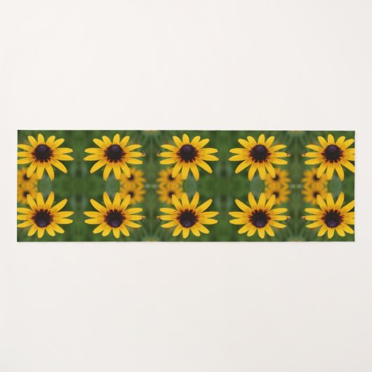 Bijen op zwarte, met de oog op Susan Flower Abstra Yogamat (Voorkant (horizontaal))