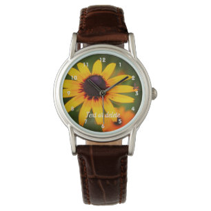 Bijen op zwarte, met Susan Flower op maat Horloge