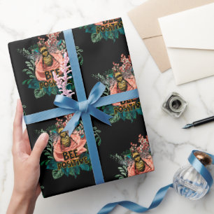 Bijen positieve bloemenvibes cadeaupapier
