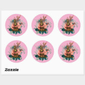 Bijen positieve bloemenvibes ronde sticker (Vel)