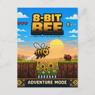 Bijen-, Retro 8-Bit Pixelkunst Briefkaart