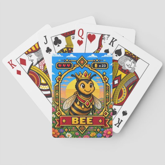 Bijen Retro 8-Bit Pixelkunst Pokerkaarten (Achterkant)