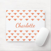 Bijen roos gouden monogram naam script wit muismat (Met muis)