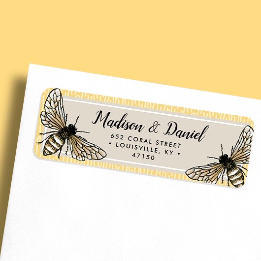 Bijen Rustiek Elegant Vintage Etiket