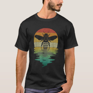 Bijen Silhouet Zonsondergang Retro Vintage 70s Nat T-shirt