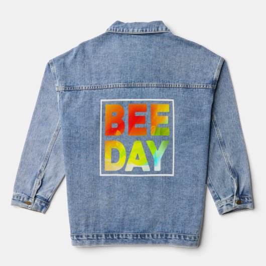 Bijen sparen milieu Honing Klimaatbescherming Denim Jacket (Achterkant)