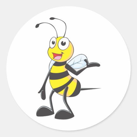 Bijen Stickers : Bee presenteert met hand omhoog (Voorkant)