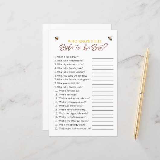 Bijen thema "Wie kent de bruid" Vrijgezellenfeest  (Voorkant / Achterkant in situ)