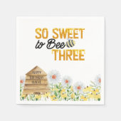 Bijen Thema Zoet Voor Bijen Drie 3e Verjaardagsfee Servet (Voorkant)