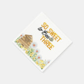 Bijen Thema Zoet Voor Bijen Drie 3e Verjaardagsfee Servet (Hoek)