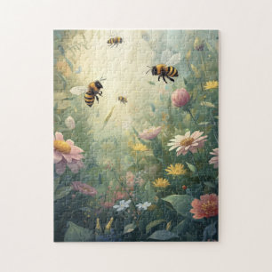 Bijen Tuin Puzzel met Wilde Bloemen en Natuur Scèn