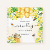 Bijen uit het Guest-boek honinggele bloemenbruilof Notitieboek (Voorkant)