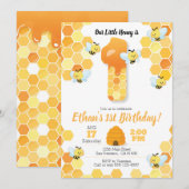 Bijen verjaardag, Bijen uitnodiging voor 1e verjaa (Voorkant / Achterkant)