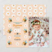 Bijen Verjaardag Foto Party Bloem Daisy Insect Kaart (Voorkant / Achterkant)