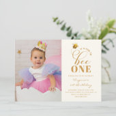 Bijen Verjaardag Foto uitnodiging (Staand voorkant)