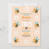 Bijen Verjaardag Uitnodiging Party Flower Daisy Tw (Voorkant)
